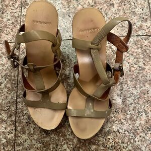 Givenchy Olive Leather Strappy High-Heel Sandals